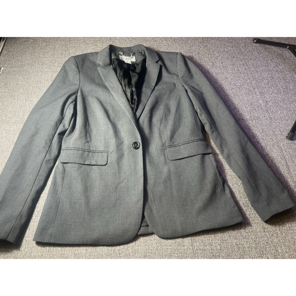 HM FITTED BLAZER DARK GRAY SOLID COLOR SIZE 8‎